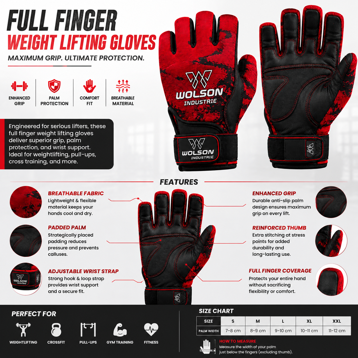 Full Finger Weight Lifting Gym Gloves | OEM Manufacturer & Wholesale Supplier - Image 2