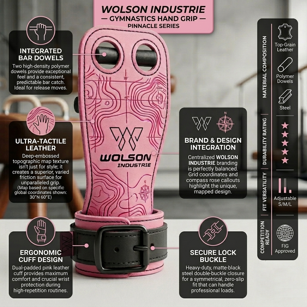Pink & Black Gymnastic Leather Grips | Wholesale | Wolson Industries - Image 3