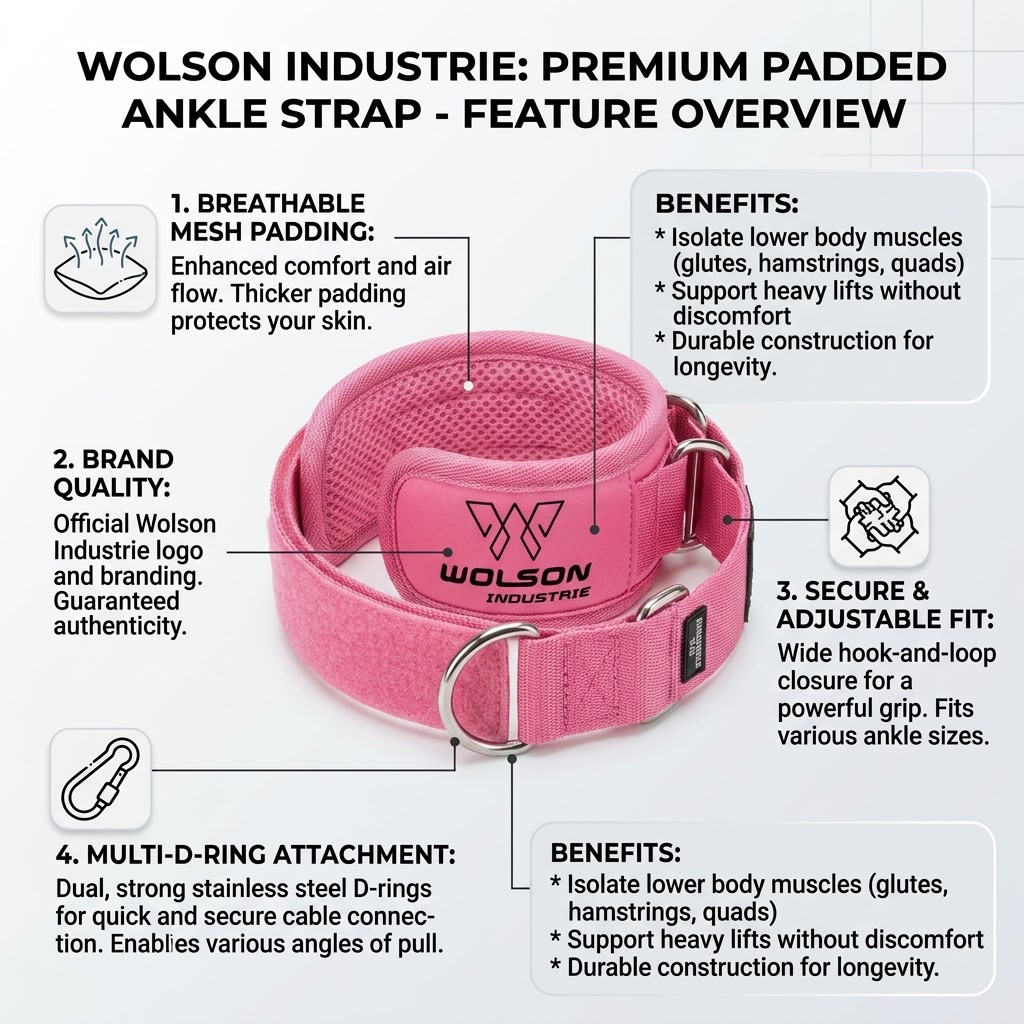 Weight Lifting Ankle Strap | Premium Gym Cable Ankle Strap Manufacturer | Wolson Industries - Image 4