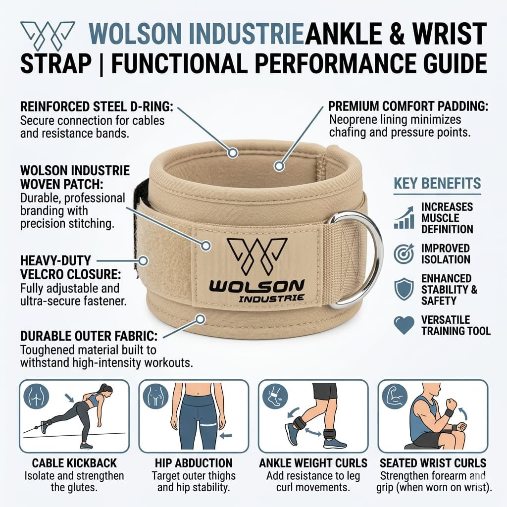 Weight Lifting Ankle Strap | Premium Gym Cable Ankle Strap Manufacturer | Wolson Industries - Image 3